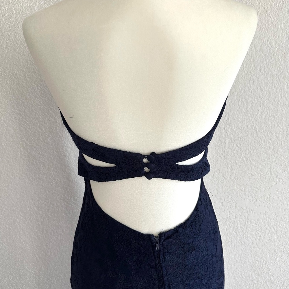 B Darlin Navy Lace Maxi Prom Dress NWOT - Picture 4 of 8